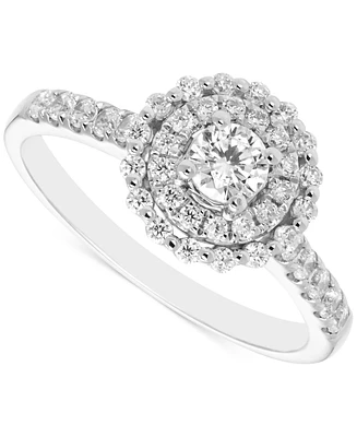Diamond Double Halo Engagement Ring (5/8 ct. t.w.) in 14k White Gold