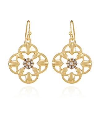 T Tahari Gold-Tone Glass Stone Drop Earrings