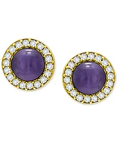 Giani Bernini Onyx & Cubic Zirconia Halo Stud Earrings Sterling Silver, Created for Macy's