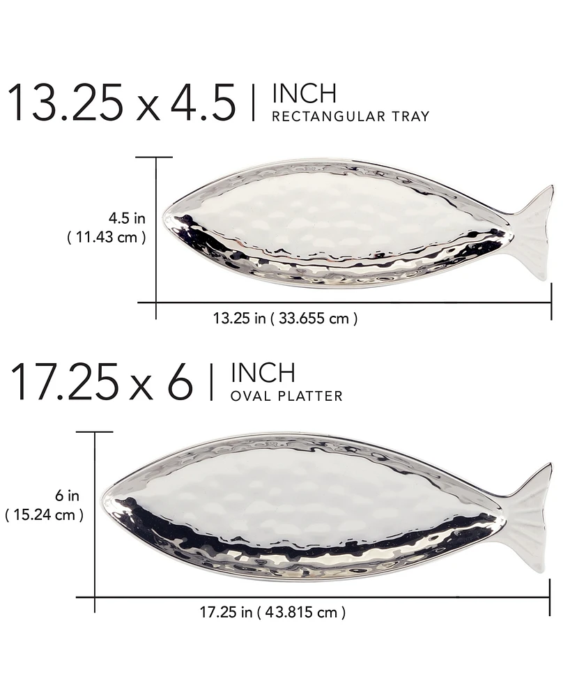 Certified International Silver Coast 3-d 2Pc Fish Platter Set