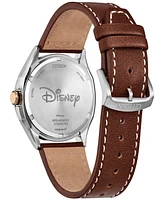Citizen Eco-Drive Men's Disney Mickey Mouse Explorer Brown Leather Strap Watch 41mm