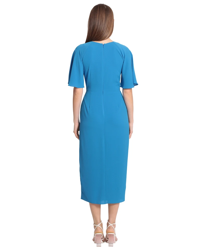 Maggy London Women's Draped Elbow-Sleeve Midi Dress