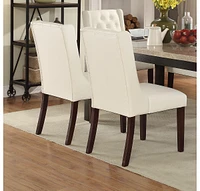 Modern Faux Leather White Tufted Set Of 2 Chairs Dining Seat Chair