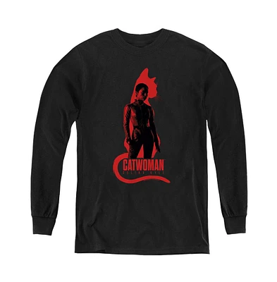 Batman Boys The Youth Selina Kyle Cat Silhouette Long Sleeve Sweatshirt