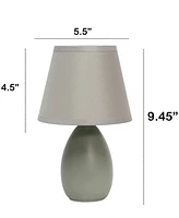 Creekwood Home Nauru 9.45" Traditional Petite Ceramic Oblong Bedside Table Desk Lamp with Tapered Drum Fabric Shade