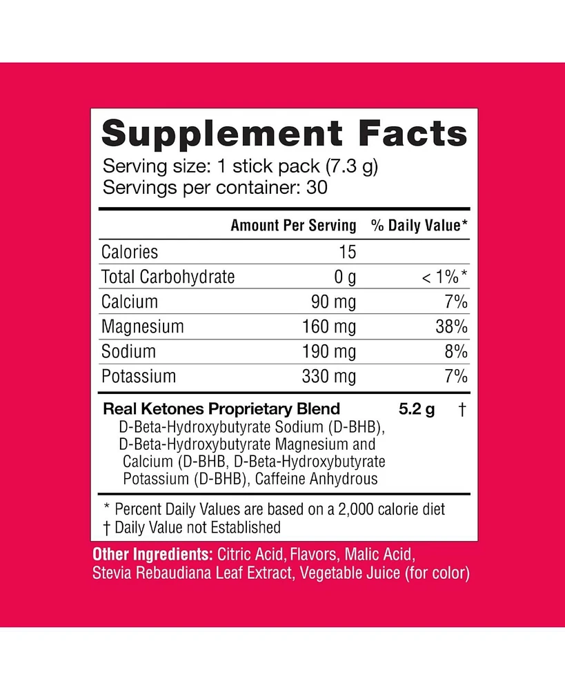 Real Ketones Shift Mixed Berry Exogenous D Bhb + Keto Electrolyte Powder, 30 Drink Mix Packets for Rapid Ketosis (Caffeinated)