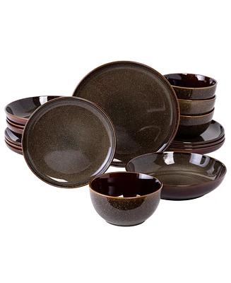 Gibson Elite Edwina 16 Piece Double Bowl Dinnerware Set, Service for 4
