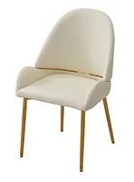 Dining Chair With Pu Leather Color Metal Legs (Set Of 2)