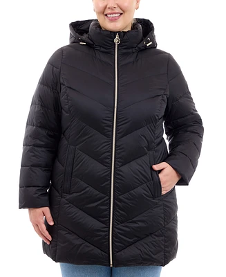 Michael Michael Kors Plus Size Hooded Packable Down Puffer Coat, Created for Macy's