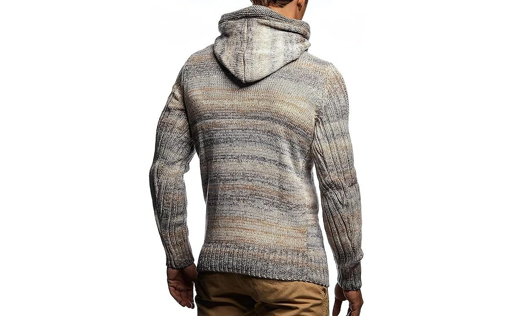Leif Nelson Men s Knitted Pullover | Long-sleeved slim fit hoodie Basic winter hoodie-sweater for