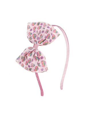 Sweet Wink Girls Rainbow Heart Tulle Bow Headband
