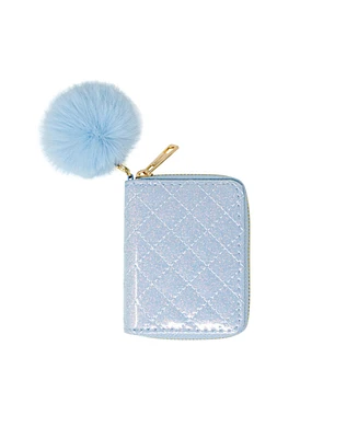 Tiny Treats + Zomi Gems Girls Sparkle Quilted Wallet, Sky Blue