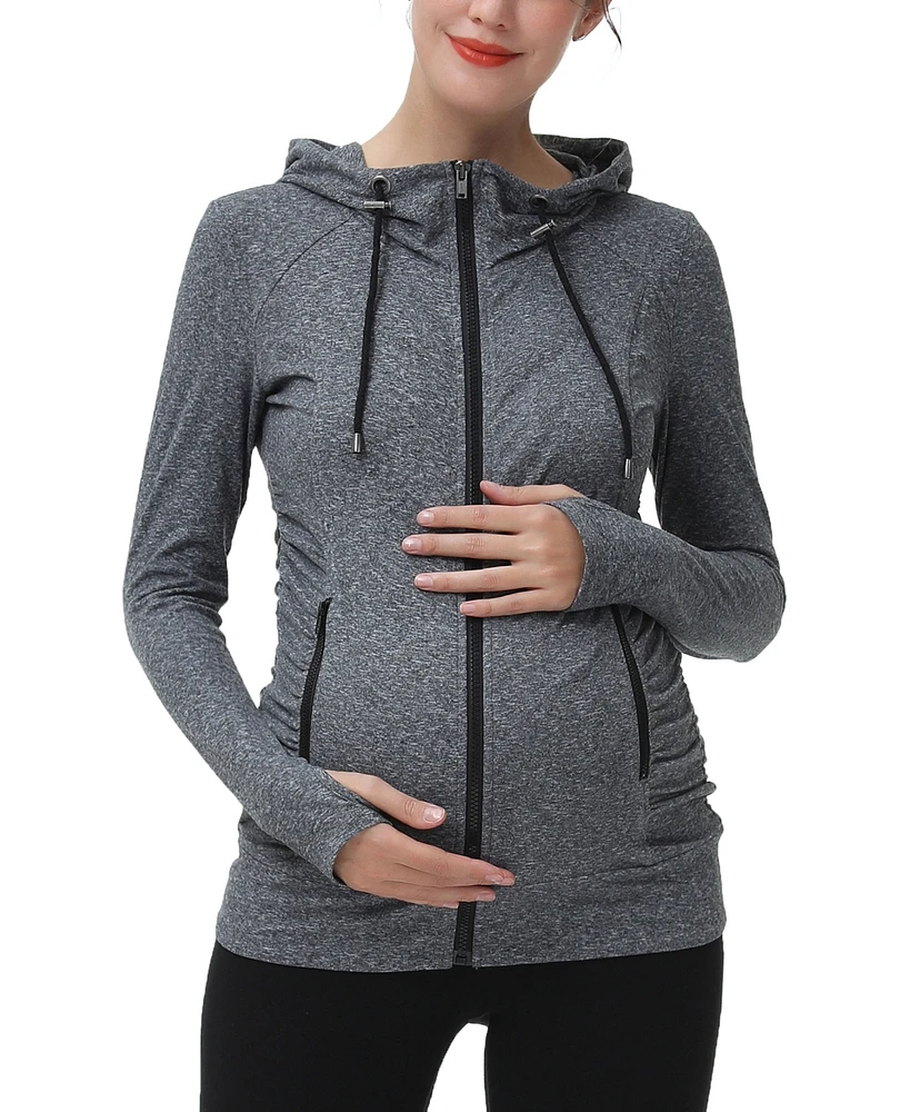 kimi + kai Maternity Essential Ruched Hooded Active Jacket