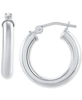Polished Thin Tube Hoop Earrings (3mm) 14k Gold (18mm)