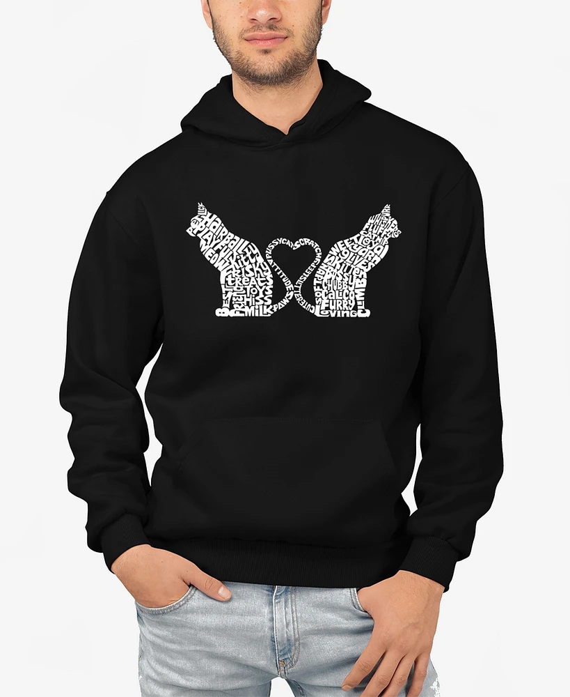 La Pop Art Cat Tail Hearts - Men's Word Hooded Sweatshirt