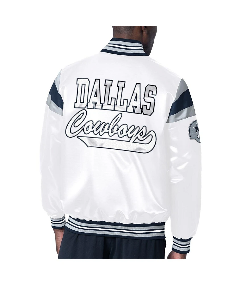 Starter Men's White Dallas Cowboys Satin Varsity Full-Snap Jacket