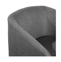 Caro Upholstered Club Style Barrel Chair With Sloped Armrests And 360 Degree Swivel Base In A Vinyl Wrap