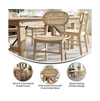 Analise Set Of 2 Cane Rattan Dining Chairs With Solid Wood Frames