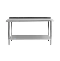 Stainless Steel 18 Gauge Prep And Work Table With Backsplash And Shelf