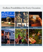 Ambience Pro Heavy Duty Solar-Powered Led Outdoor String Lights with 15 Hooks (48 ft.)