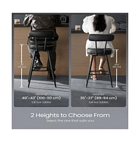 Set of 2 Swivel Bar Stools with Cushioned Backs and Faux Leather Upholstery