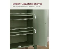 Floor Storage Cabinet for Bathroom with 2 Flexible Shelves and Closed Door