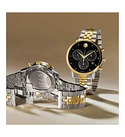 Movado Men's Museum Classic Swiss Quartz Chrono Two Tone Stainless Steel and Light Yellow Pvd Watch 42mm