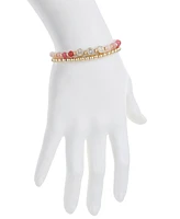 Unwritten Multi Pink Quartz Mom Stone and Beaded Stretch Bracelet Set