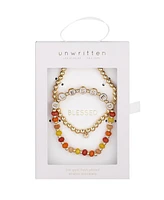 Unwritten Multi Sunburst Quartz Blessed Stone and Beaded Stretch Bracelet Set