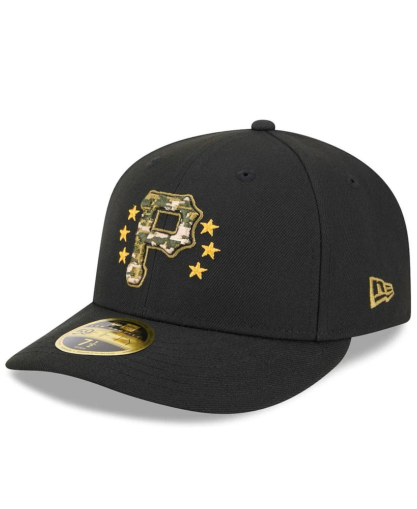 New Era Men's Black Pittsburgh Pirates 2024 Armed Forces Day Low Profile 59FIFTY Fitted Hat