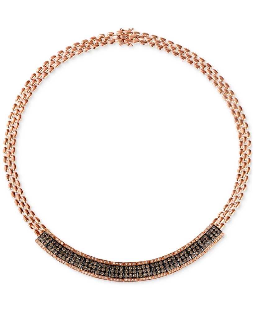 Le Vian Chocolate Diamond & Vanilla Diamond Cluster 17" Collar Necklace (6-1/4 ct. t.w.) in 14k Rose Gold