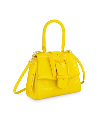 Crocodile Leather Buckle Detail Mini Handbag