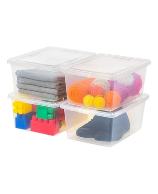 Iris Usa 17 Qt Clear Storage Box, Bpa-Free Plastic Stackable Bin with Lid, 4 Pack, Containers to Organize Shoes and Closet Shelves, Classroom Organiza