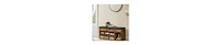 Storage Bench with Cushion Seat and 3 Open Compartments for Entryway or Bedroom