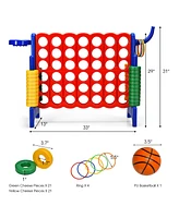 2 Pcs Giant 4 A Row Jumbo 4-to-Score Game Set W/Storage Carrying Bag for Kids Adult