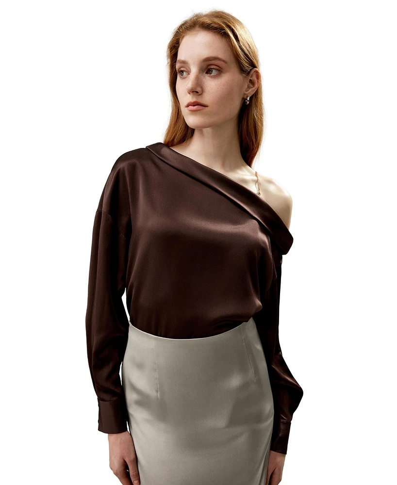Lilysilk Women's Silk Chic One-Shoulder Top
