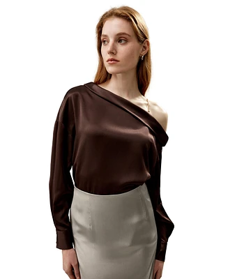 Lilysilk Women's Silk Chic One-Shoulder Top