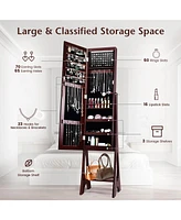 Sugift Freestanding Jewelry Cabinet Armoire Organizer with Bevel Edge Mirror