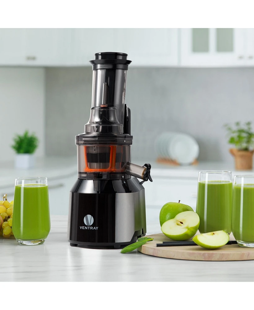 Big Feeding Mouth Masticating Juicer, Large Chute Juice Extractor for Fruit & Vegetable, Black