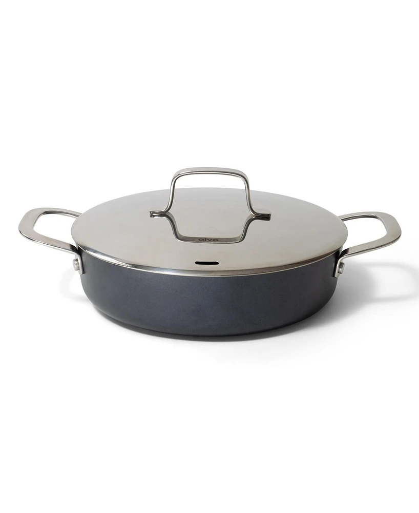 Alva Maestro Ceramic Nonstick Saute Frying Pan Skillet with Lid, Non-Toxic Oven Safe 3.5 Qt. Pan, Pfas, Pfoa & Ptfe Free, Compatible with All Cooktops