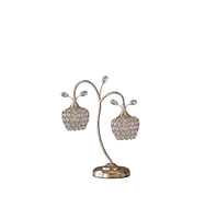 17.25" Rose Gold 2-Floral Bell Glam Metal Table Lamp