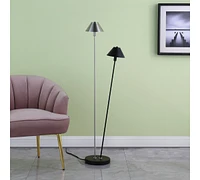 Streamdale Furniture 47.5" In Led Double G-9 Matte Powder Black/Silver Redman Brushed Nickel Floor Lamp