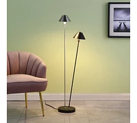 Streamdale Furniture 47.5" In Led Double G-9 Matte Powder Black/Silver Redman Brushed Nickel Floor Lamp