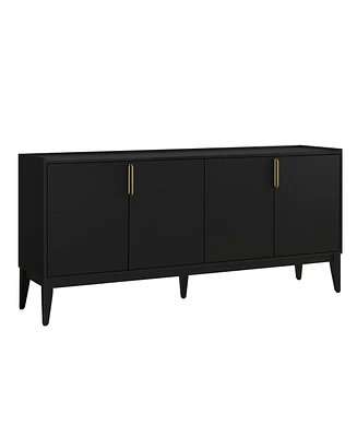 Wooden Sideboard with 4 Doors and Adjustable Shelf