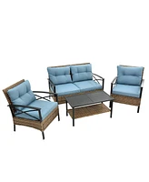 Outdoor Rattan Wicker Sectional Sofa Set with Cushion