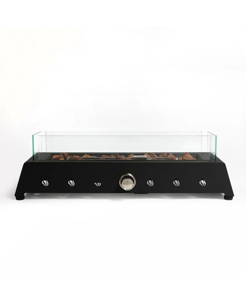 28" Portable Propane Fire Pit with Glass Wind Guard