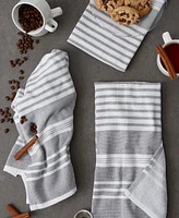 Design Imports French Terry Collection Kitchen Dishtowel Set, 18x28", Mineral Gray Stripe, 3 Piece