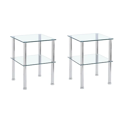 Streamdale Furniture Clear 2-Tier Side/End Table with Storage