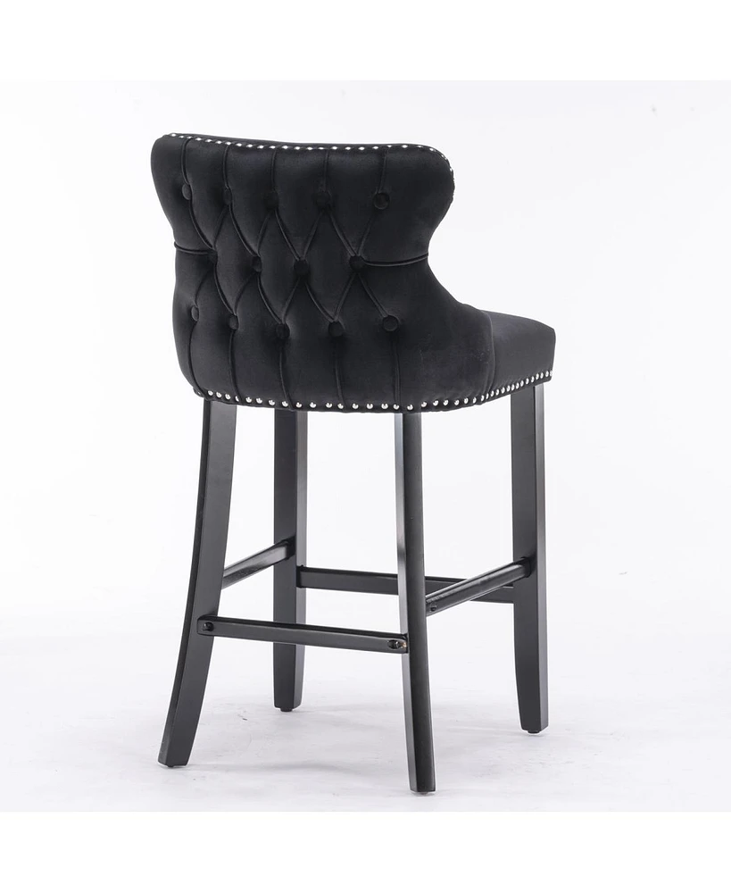 Modern Velvet Wingback Bar Stools, Set of 2