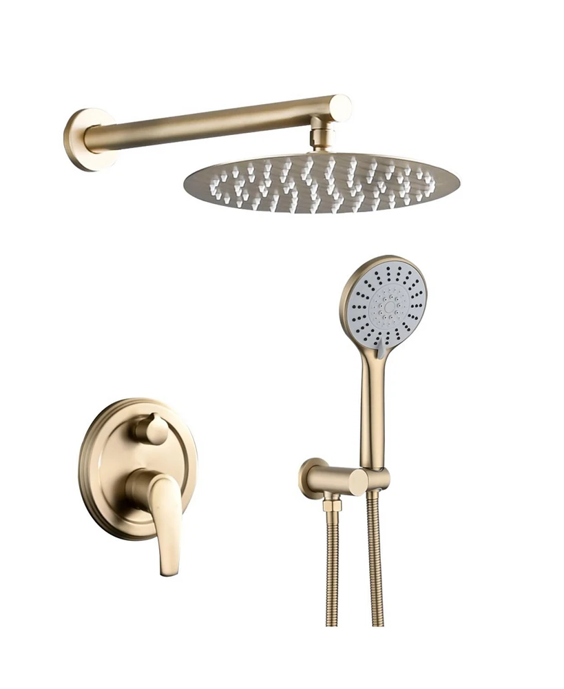 High Pressure Wall Mounted Shower With 5-Function Handheld Shower Head